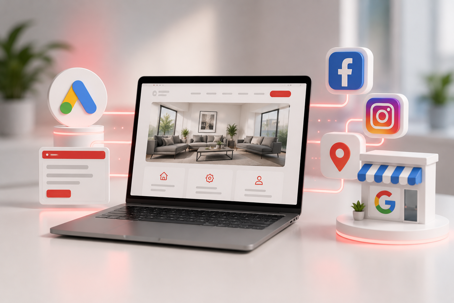 Połączenie reklamy, social media i strony internetowej