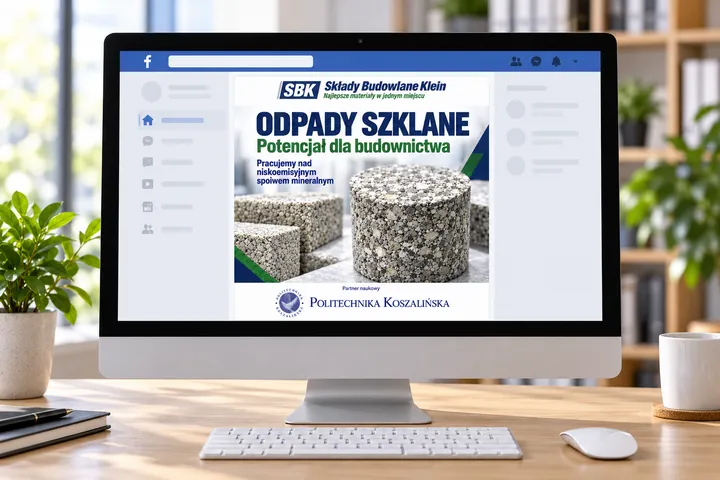 Składy Budowlane Klein - profil firmowy na Facebooku — prezentacja grafiki na komputerze